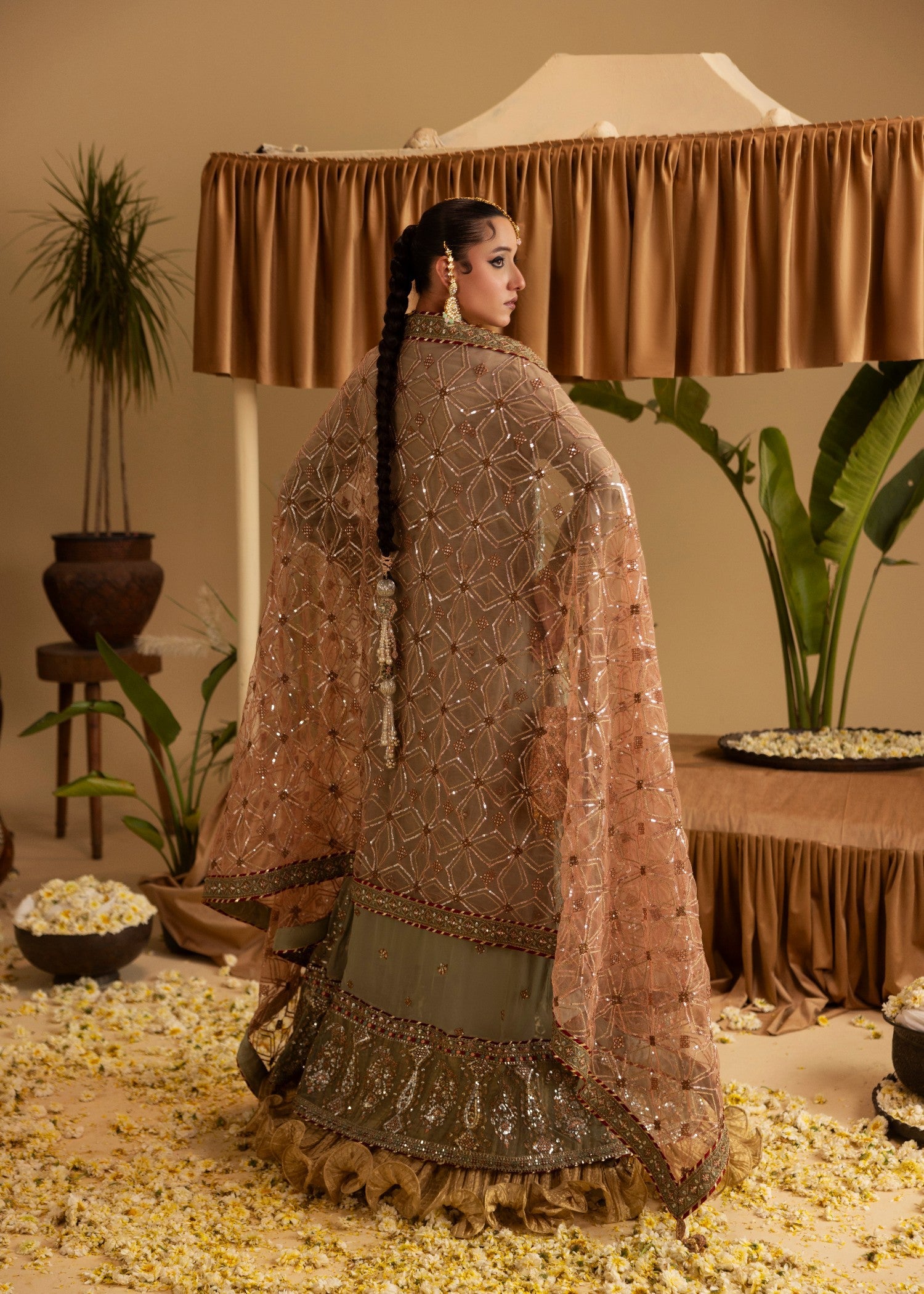 Ladies Embellished Chiffon Angrakha Gown Online in UK USA Canada