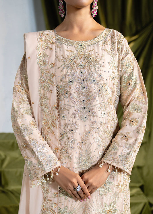 Ladies Embellished Cream Shalwar Kameez Online in UK USA Canada