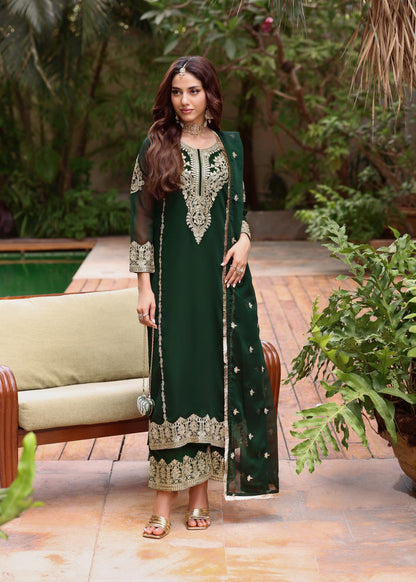 Ladies Embellished Dark Green Shalwar Kameez Online in UK USA Canada