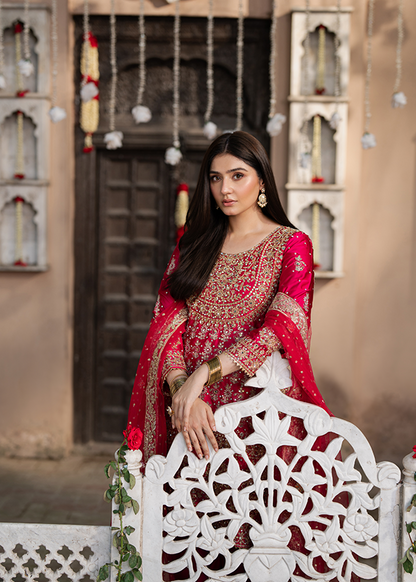 Ladies Embellished Deep Pink Shalwar Kameez Online in UK USA Canada