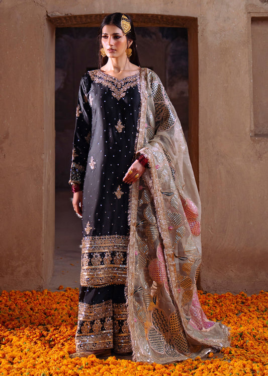 Ladies Embellished Ebony Charmuse Salwar Kameez Online in UK USA Canada
