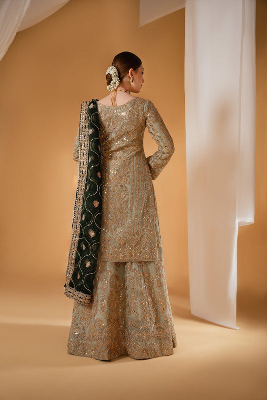 Ladies Embellished Frost Blue Chiffon Kurti Online in UK USA Canada