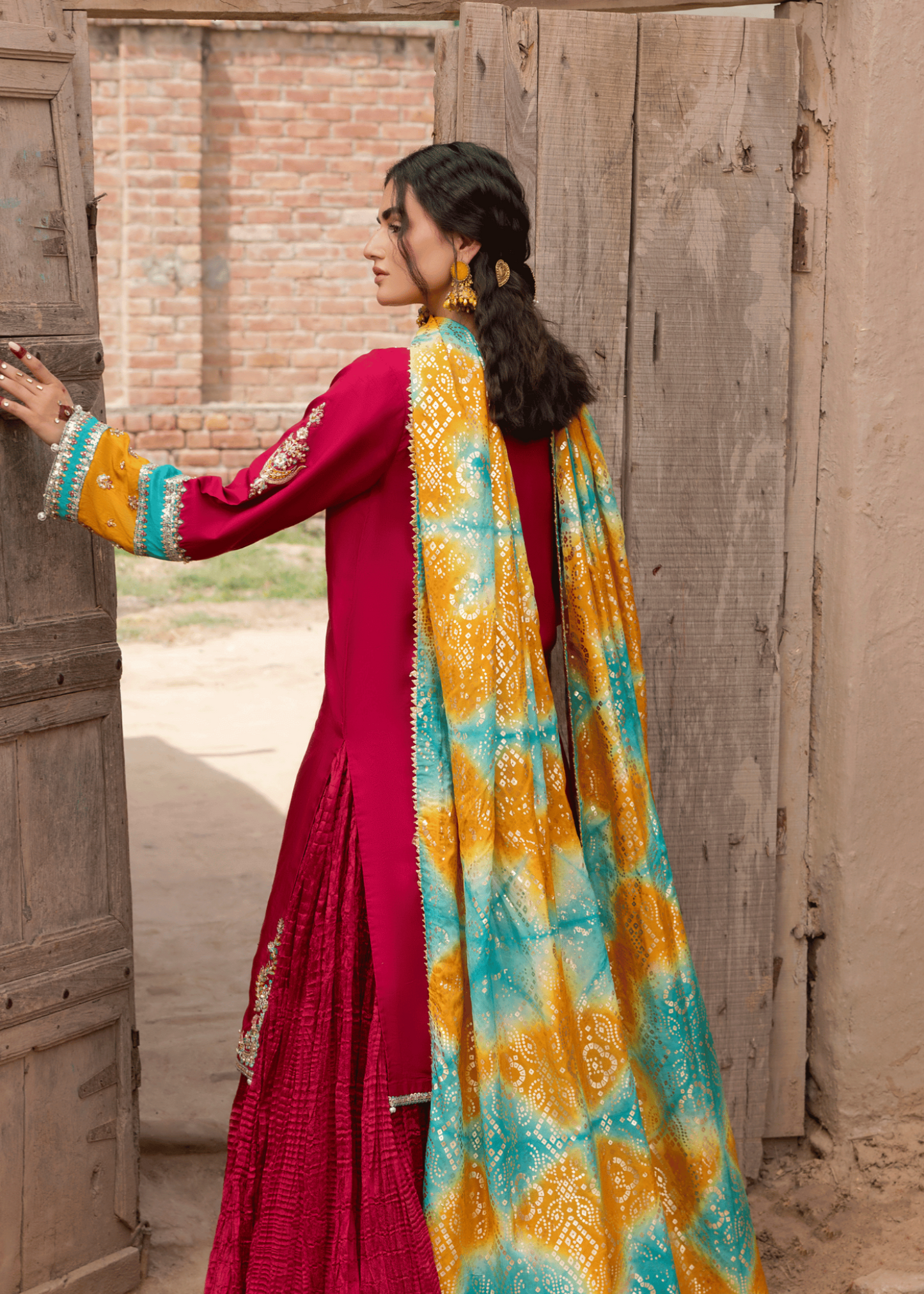 Ladies Embellished Fuchsia Raw Silk Salwar Kameez Online in UK USA Canada