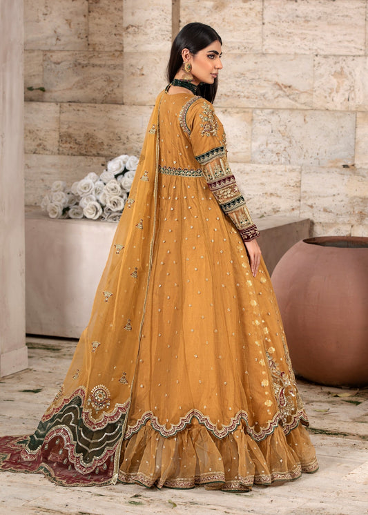 Ladies Embellished Gold Net Shalwar Kameez Online in UK USA Canada