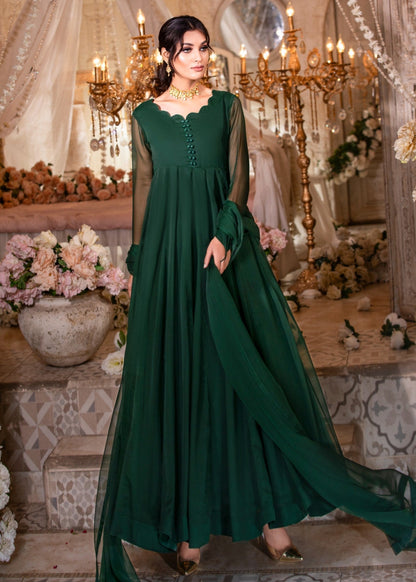 Ladies Embellished Green Chiffon Shalwar Kameez Online in UK USA Canada