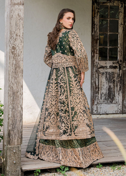 Ladies Embellished Green Net Suit Online in UK USA Canada