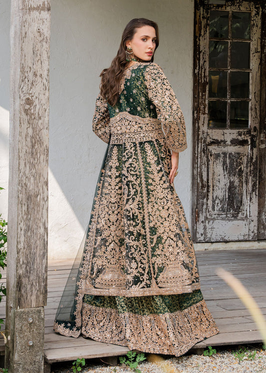 Ladies Embellished Green Net Suit Online in UK USA Canada