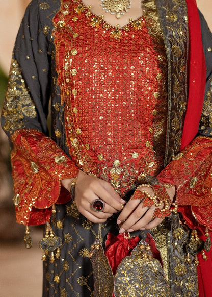 Ladies Embellished Grey Silk Sharara Suit Online in UK USA Canada