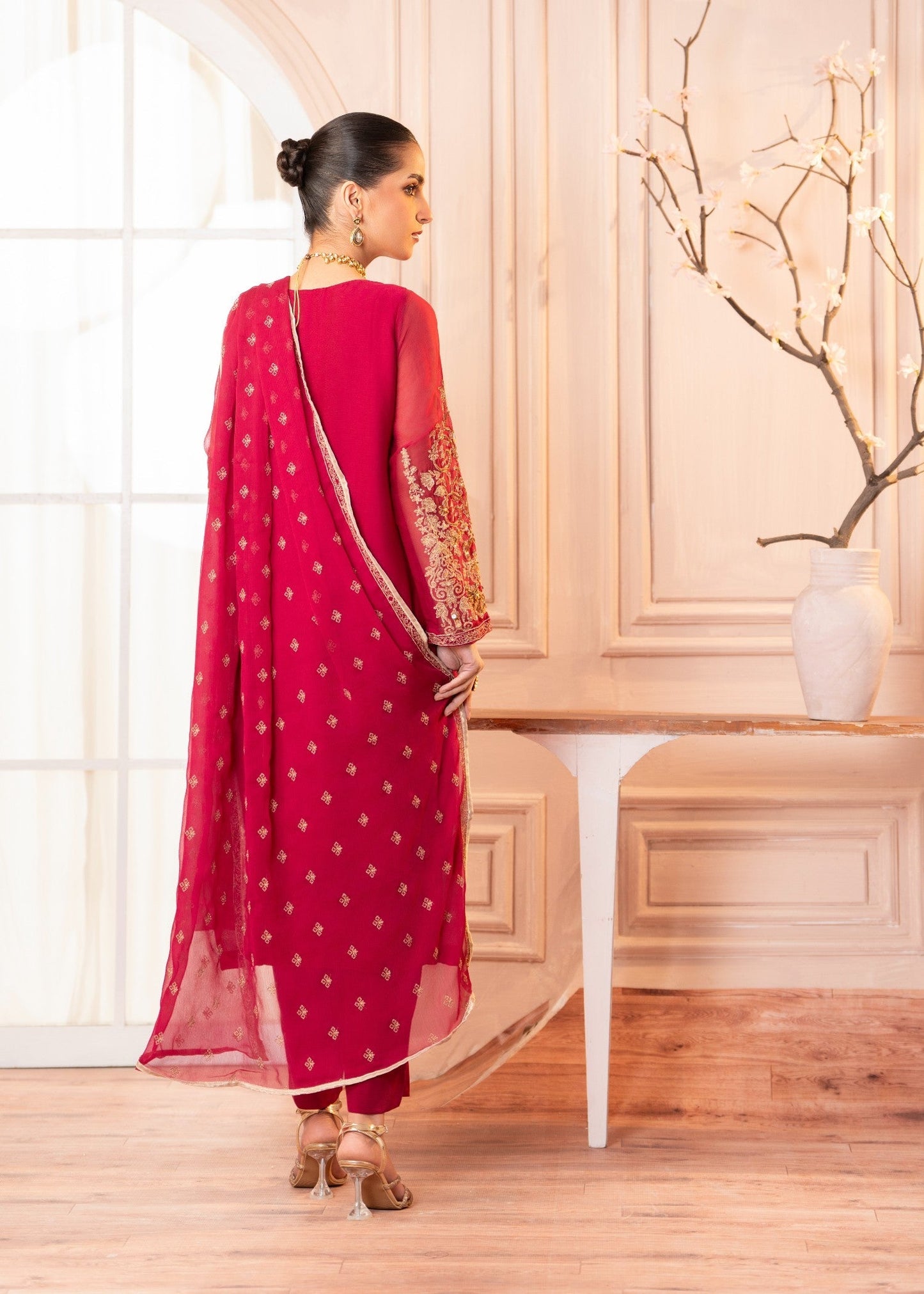 Ladies Embellished Hot Pink Shalwar Kameez Online in UK USA Canada