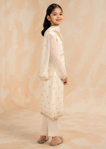 Ladies Embellished Ivory Chiffon Shalwar Kameez Online in UK USA Canada