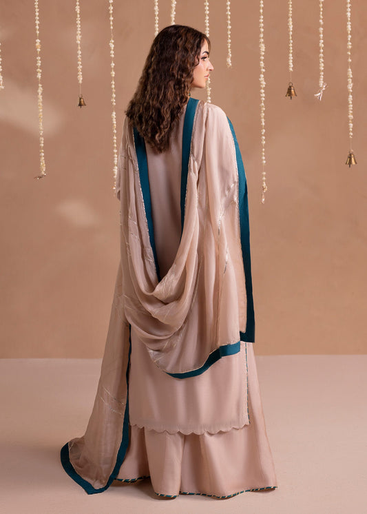 Ladies Embellished Ivory Raw Silk Sharara Online in UK USA Canada
