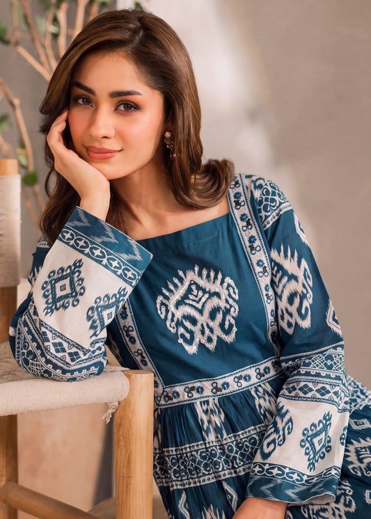 Ladies Embellished Ivory Steel Blue Sharara Online in UK USA Canada