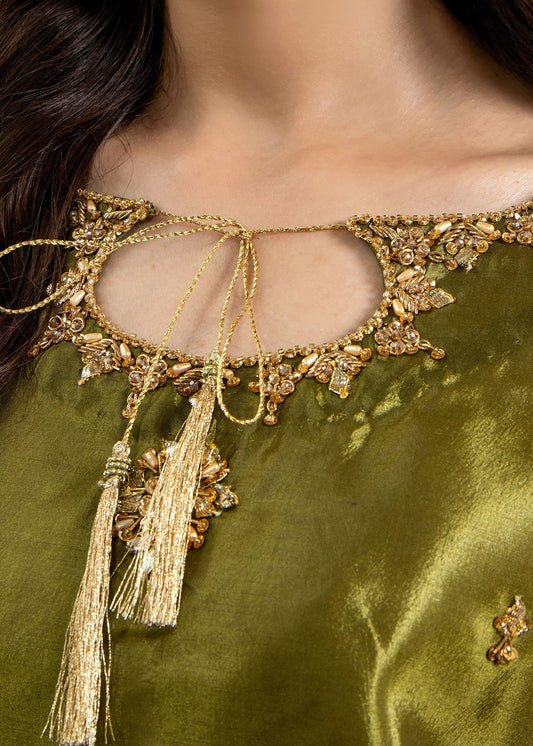 Ladies Embellished Kattan Silk Kurta Set Online in UK USA Canada