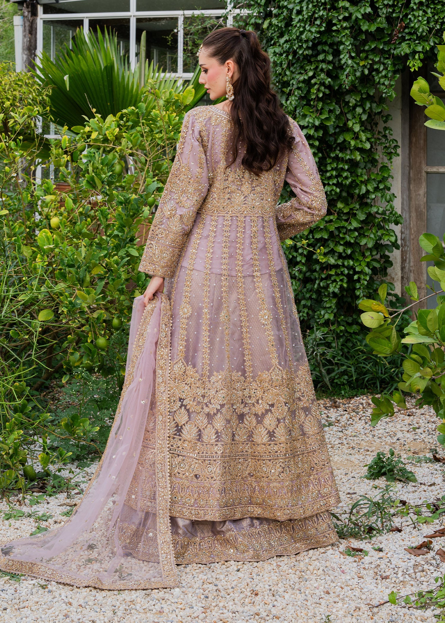 Ladies Embellished Mauve Chiffon Shalwar Kameez Online in UK USA Canada