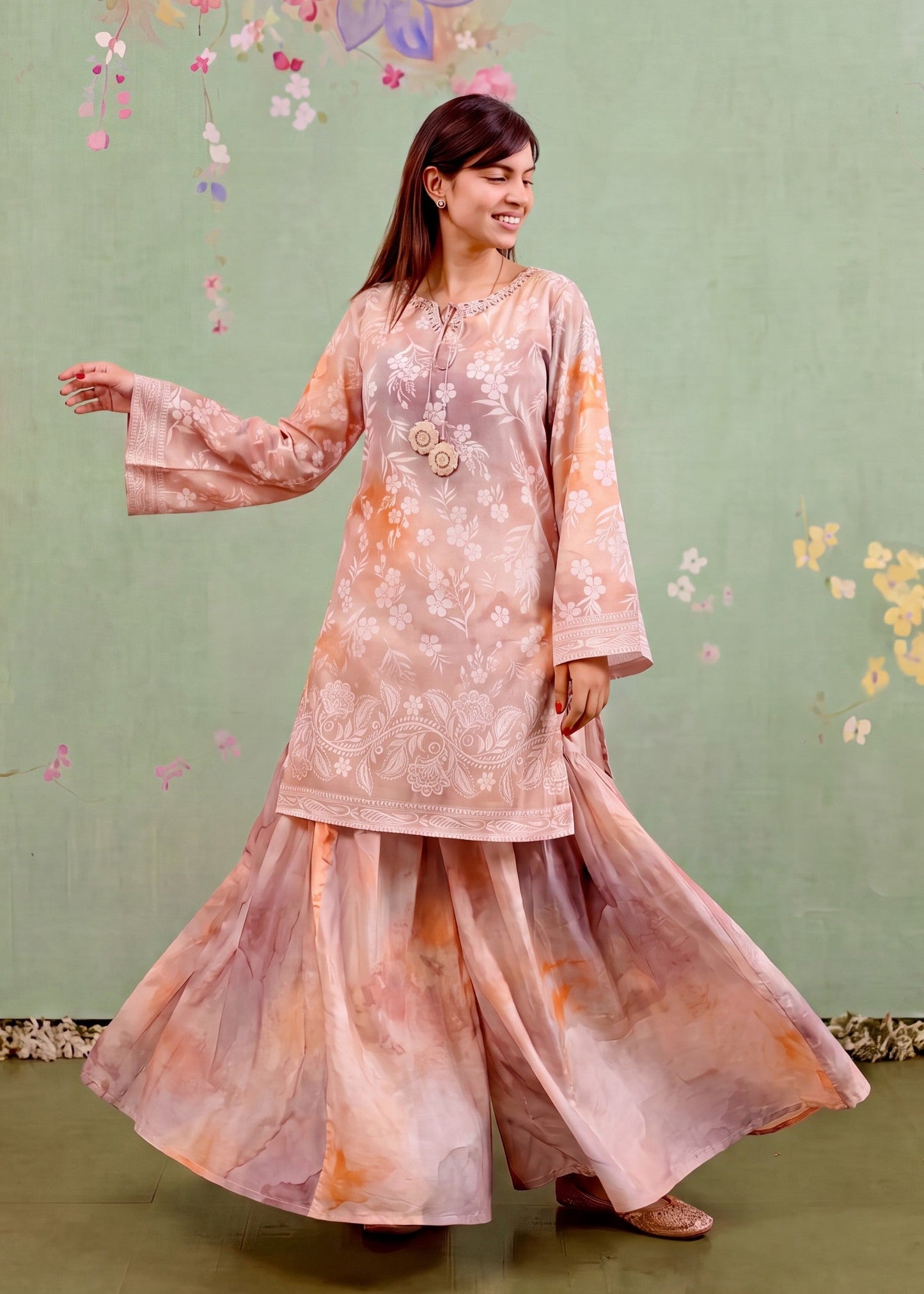 Ladies Embellished Multi Color Sharara Suit Online in UK USA Canada