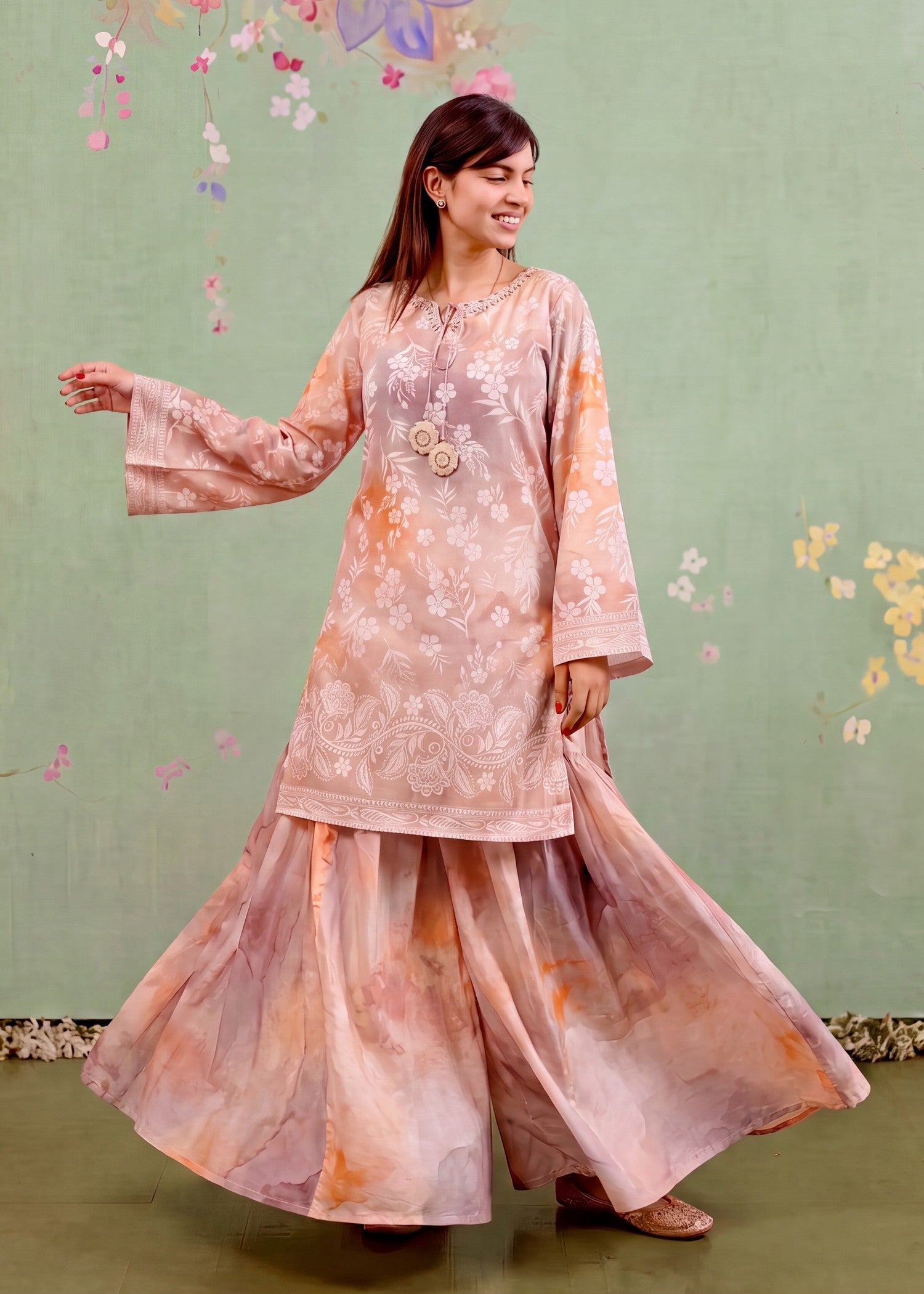 Ladies Embellished Multi Color Sharara Suit Online in UK USA Canada
