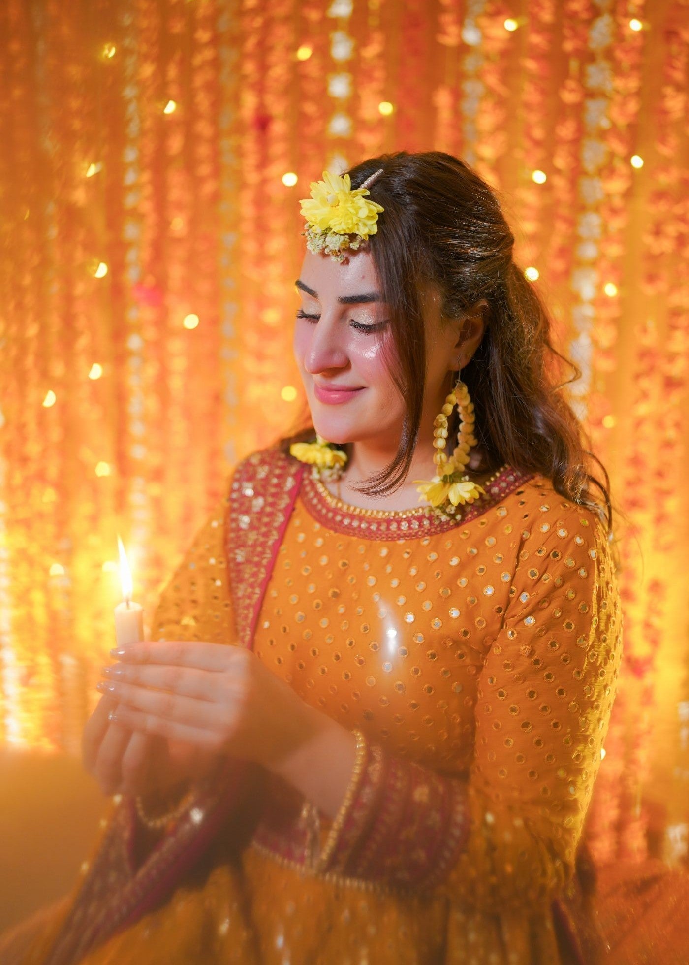 Ladies Embellished Mustard Chiffon Shalwar Kameez Online in UK USA Canada