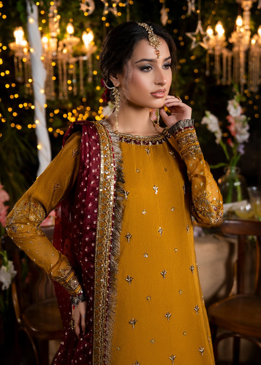Ladies Embellished Mustard Sharara Salwar Kameez Online in UK USA Canada