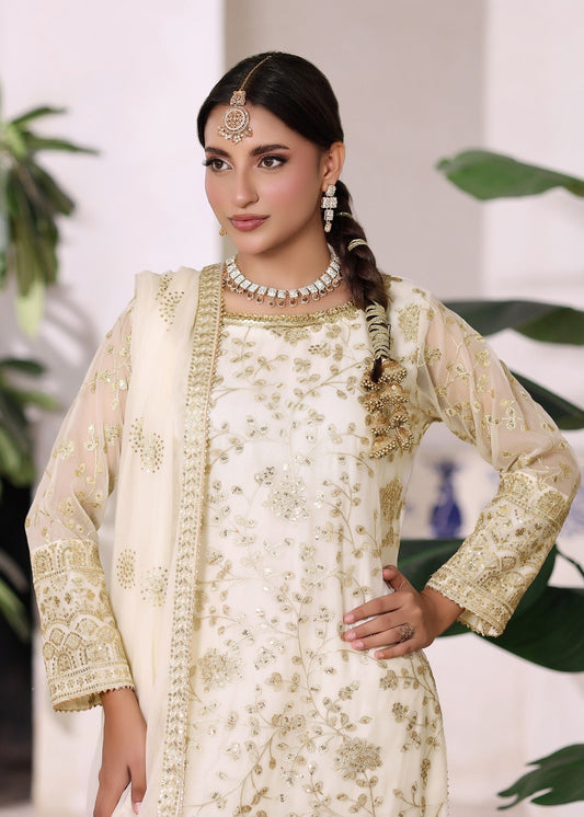 Ladies Embellished Off White Shalwar Kameez Online in UK USA Canada