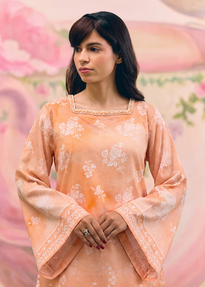 Ladies Embellished Orange Lawn Salwar Kameez Online in UK USA Canada