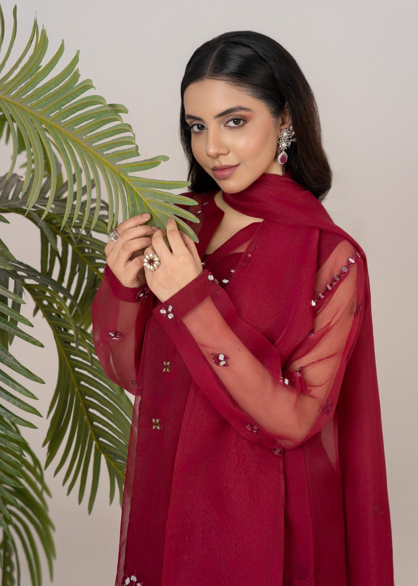 Ladies Embellished Organza Kurta Sharara Online in UK USA Canada