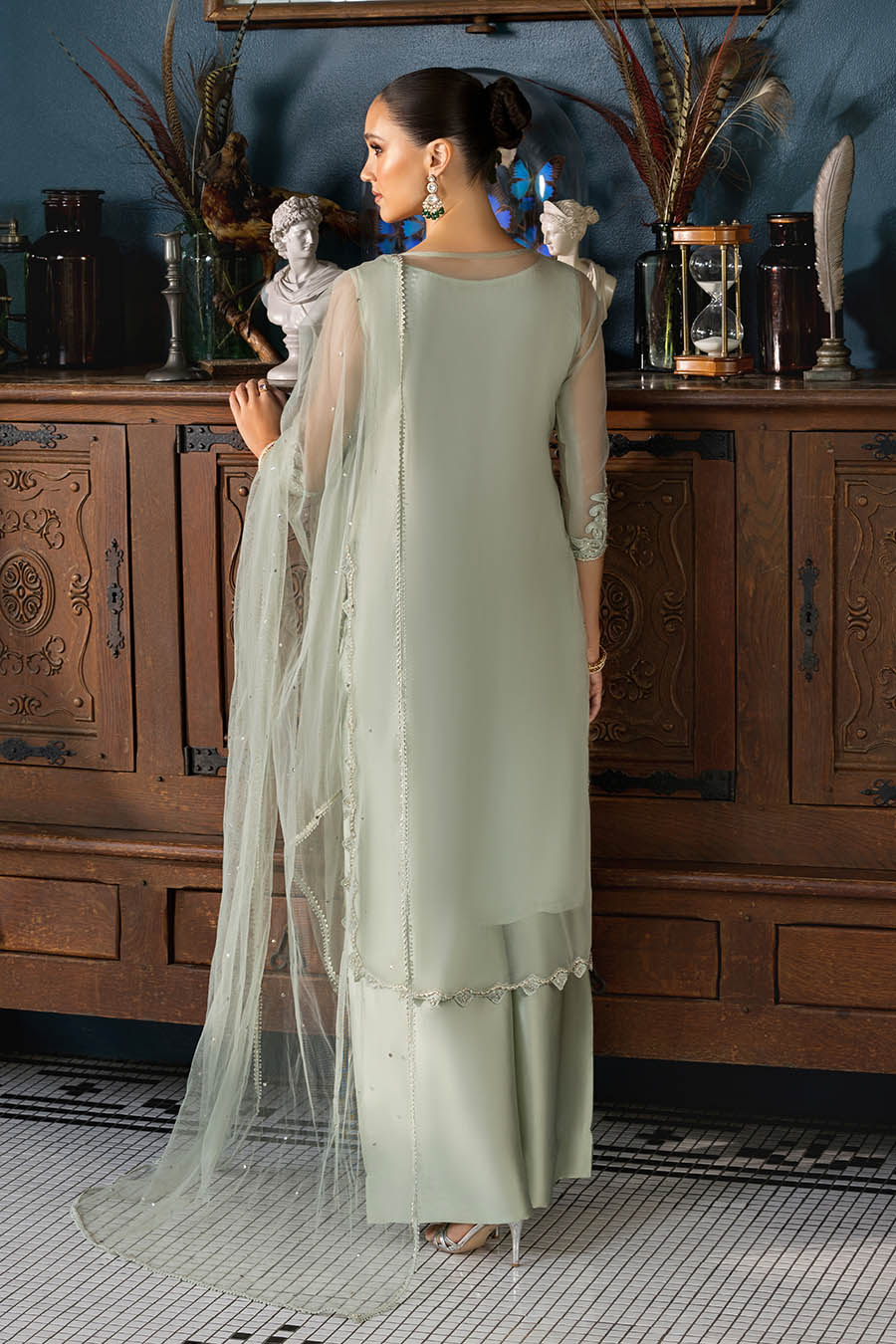 Ladies Embellished Organza Sharara Online in UK USA Canada