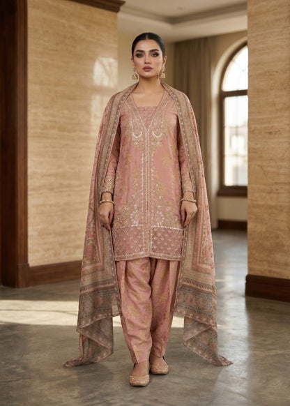 Ladies Embellished Peach Farshi Shalwar Online in UK USA Canada