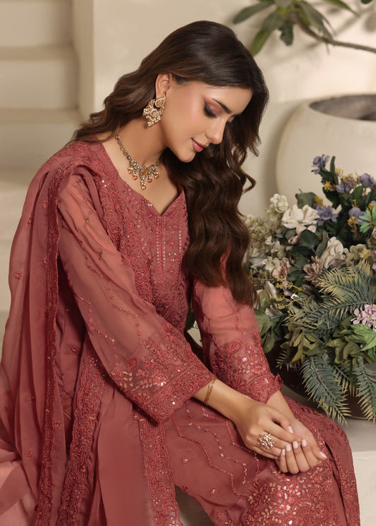 Ladies Embellished Peach Pink Shalwar Kameez Online in UK USA Canada