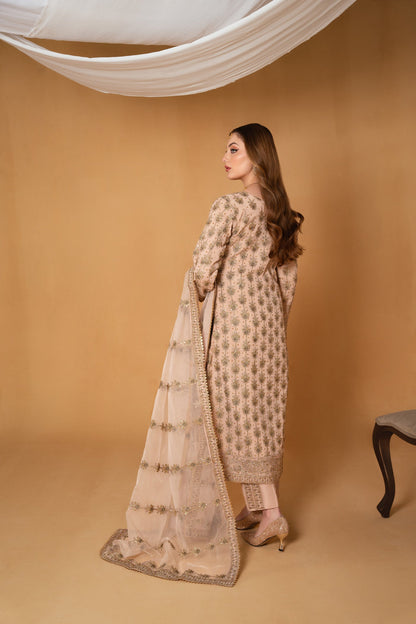 Ladies Embellished Peach Pink Shalwar Kameez Online in UK USA Canada