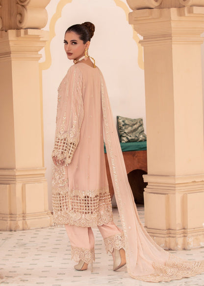 Ladies Embellished Peach Shalwar Kameez Online in UK USA Canada
