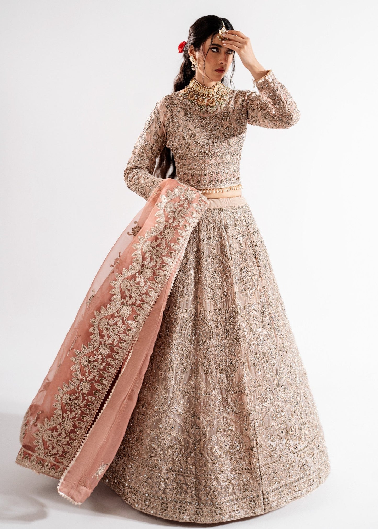 Ladies Embellished Pink Lehenga Suit Online in UK USA Canada