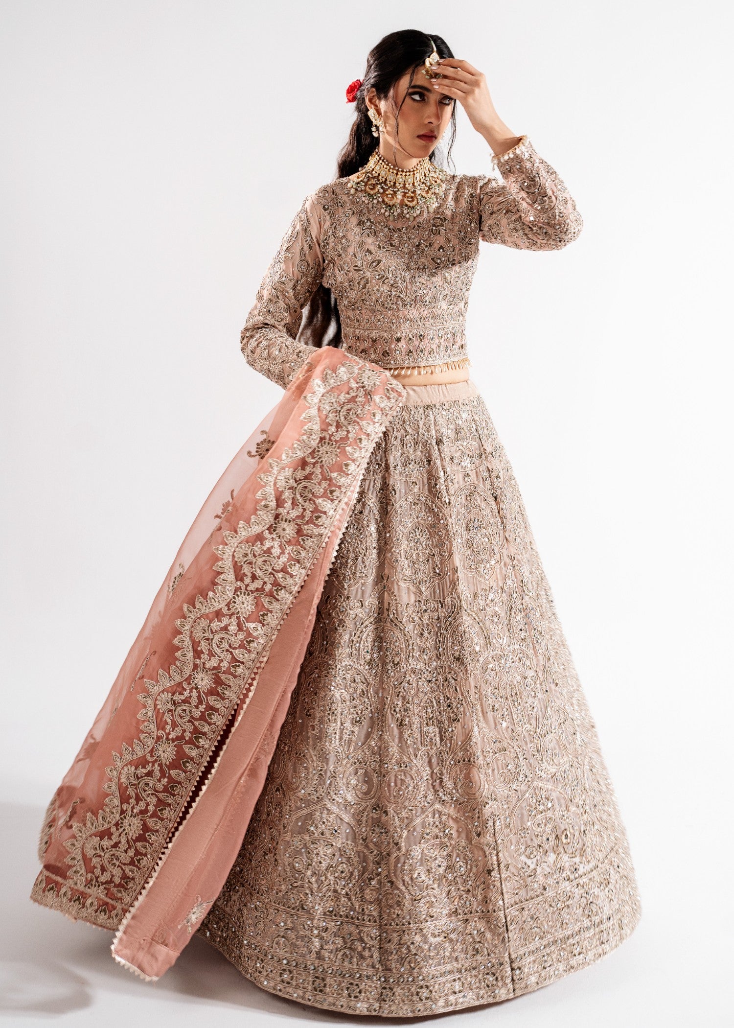 Ladies Embellished Pink Lehenga Suit Online in UK USA Canada