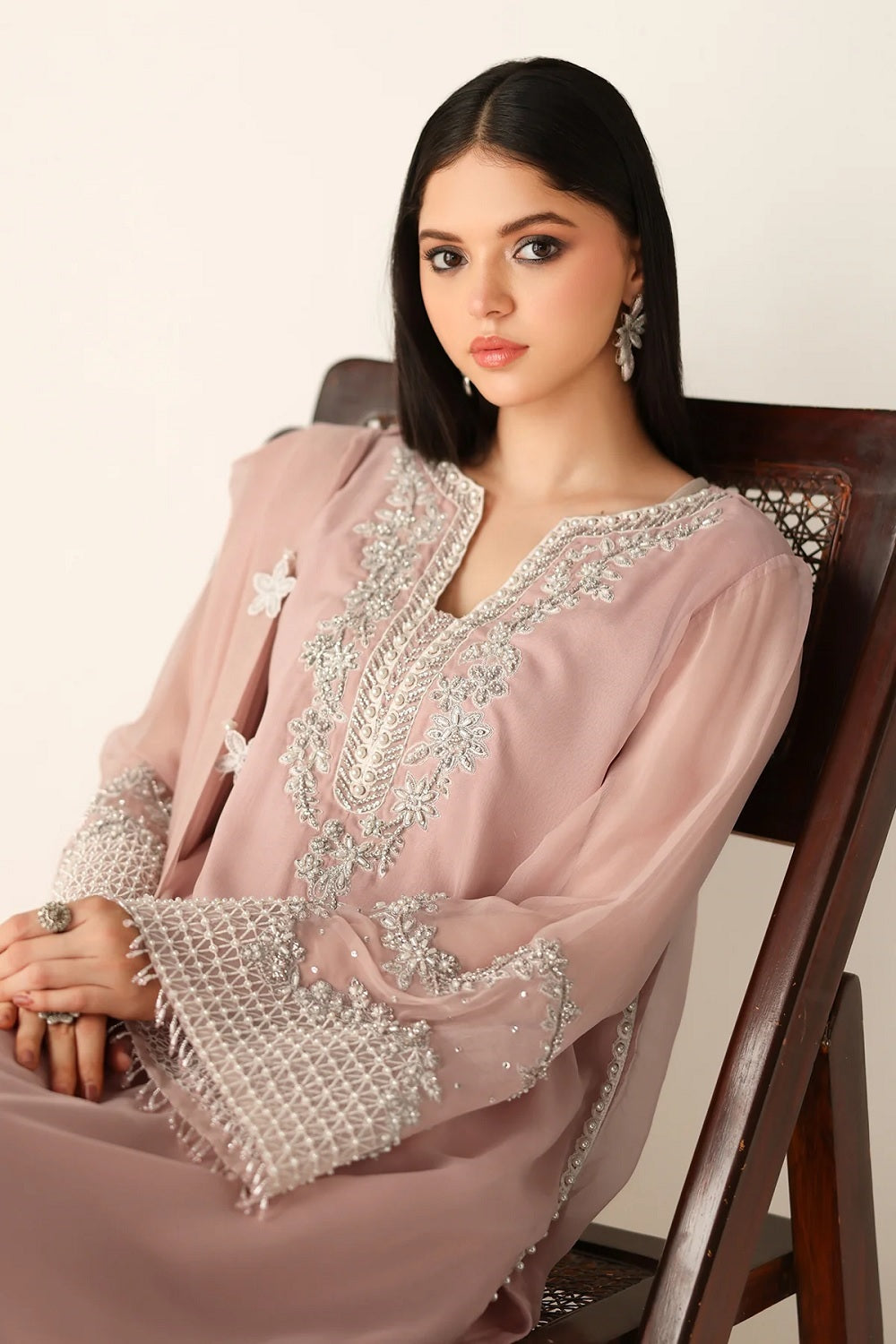 Ladies Embellished Pink Orange Shalwar Kameez Online in UK USA Canada