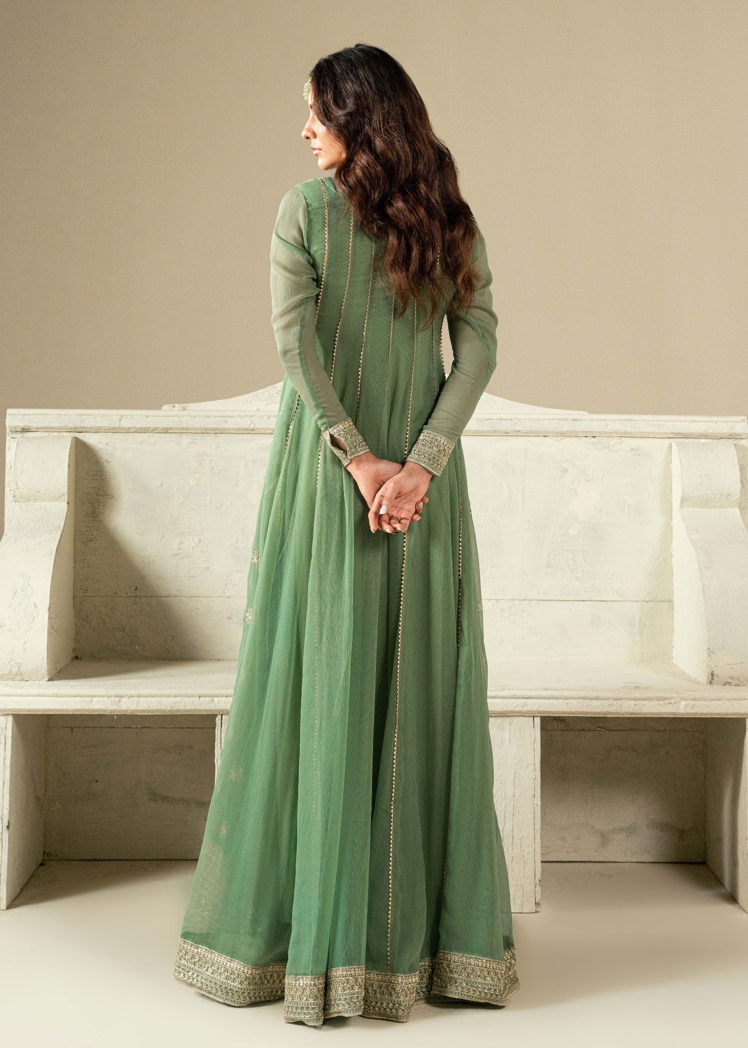 Ladies Embellished Pistachio Green Shalwar Kameez Online in UK USA Canada