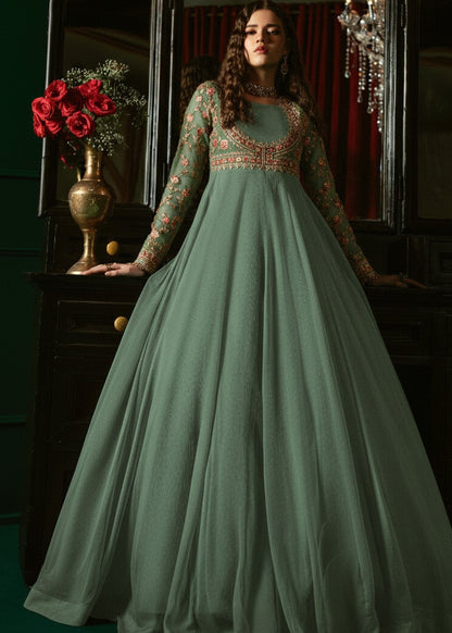 Ladies Embellished Pistachio Green Shalwar Kameez Online in UK USA Canada