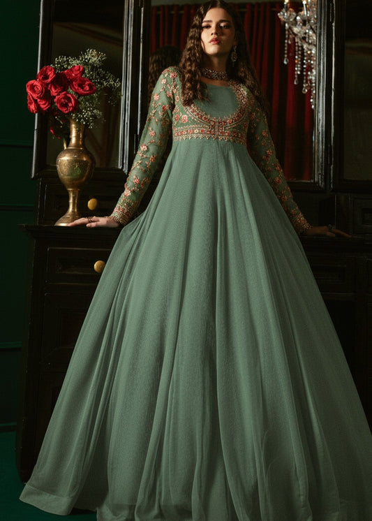 Ladies Embellished Pistachio Green Shalwar Kameez Online in UK USA Canada