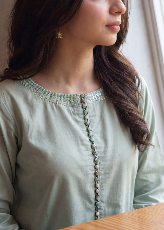 Ladies Embellished Pistachio Green Shalwar Kameez Online in UK USA Canada