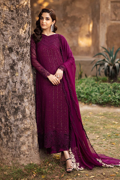Ladies Embellished Purple Chiffon Shalwar Kameez Online in UK USA Canada