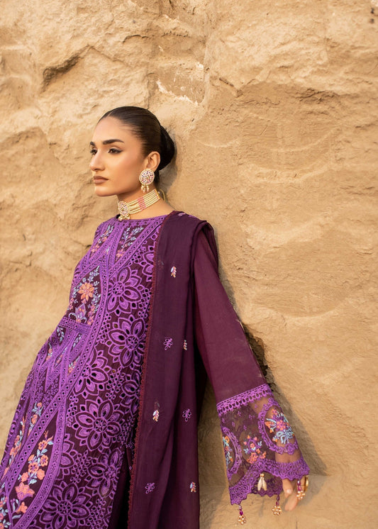 Ladies Embellished Purple Cotton Shalwar Kameez Online in UK USA Canada