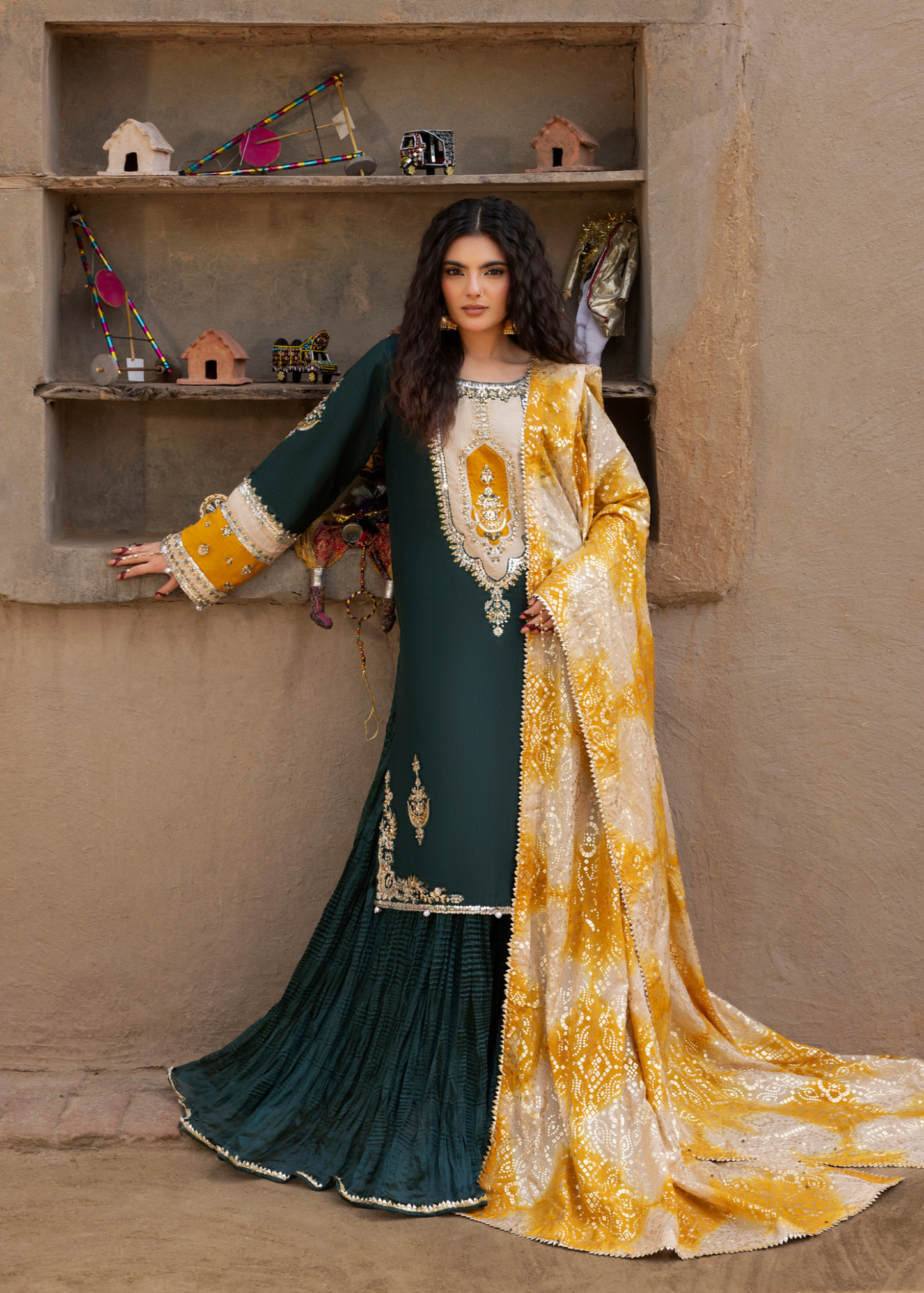 Ladies Embellished Raw Silk Sharara Online in UK USA Canada