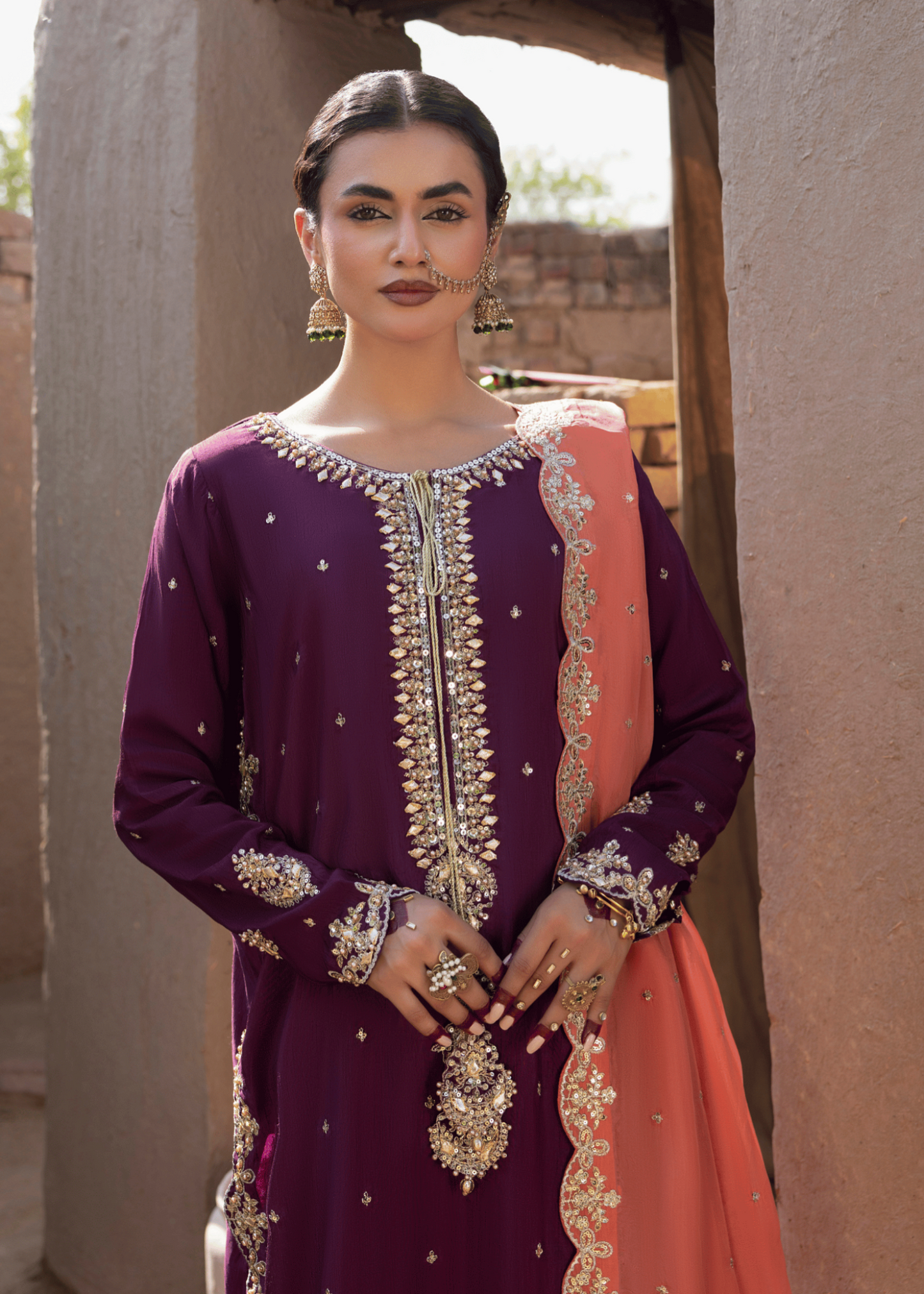 Ladies Embellished Raw Silk Suit Online in UK USA Canada