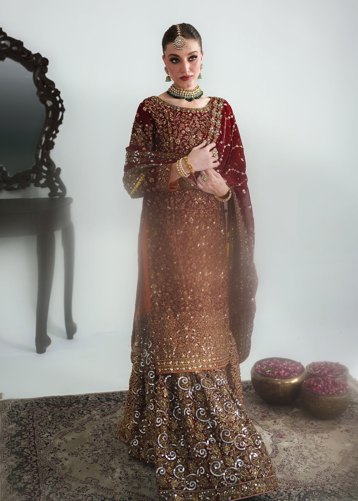 Ladies Embellished Red Lehenga Choli Online in UK USA Canada