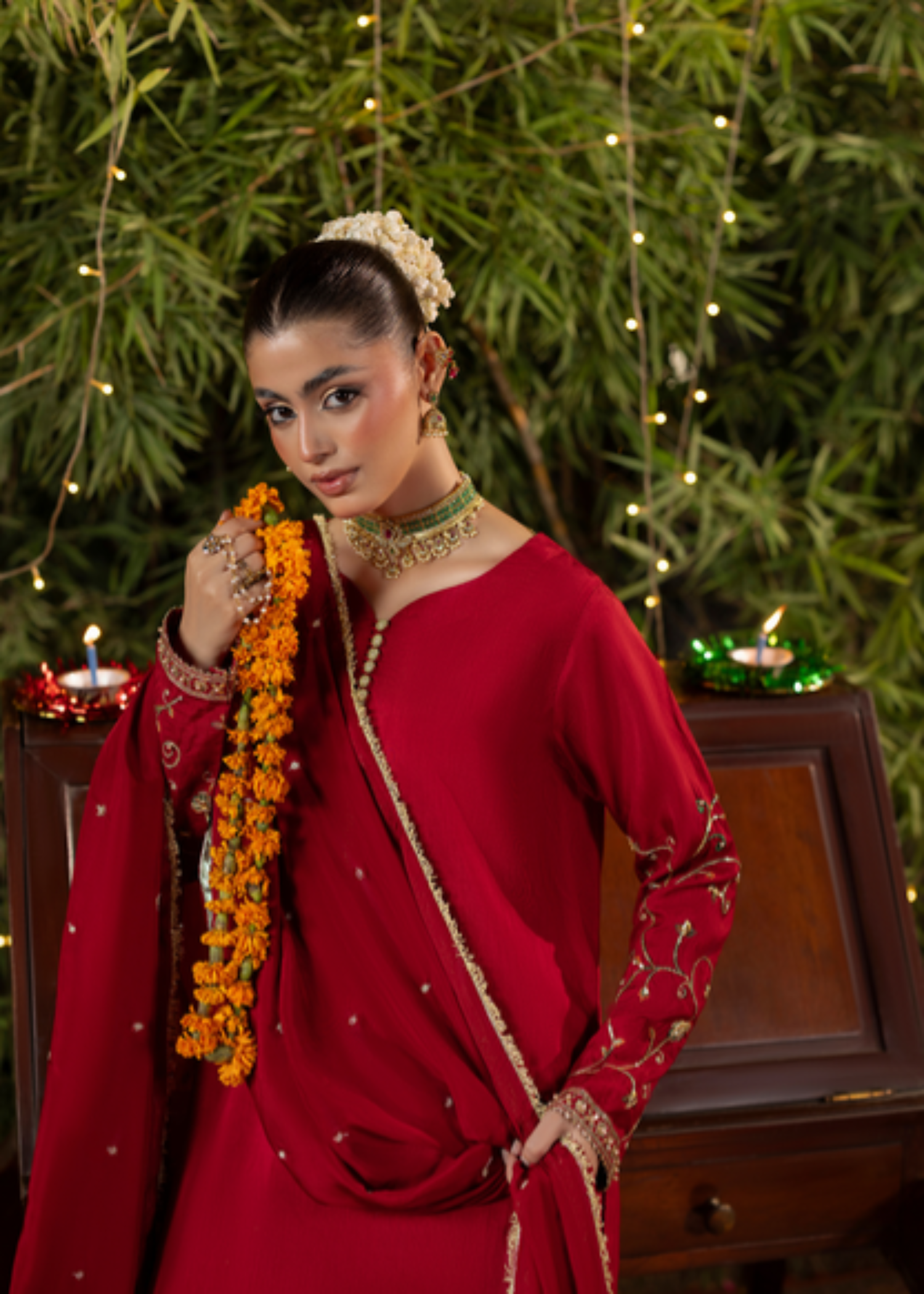 Ladies Embellished Red Raw Silk Salwar Kameez Online in UK USA Canada