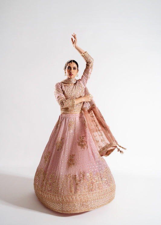 Ladies Embellished Rose Pink Chiffon Wedding Guest Wear Online in UK USA Canada