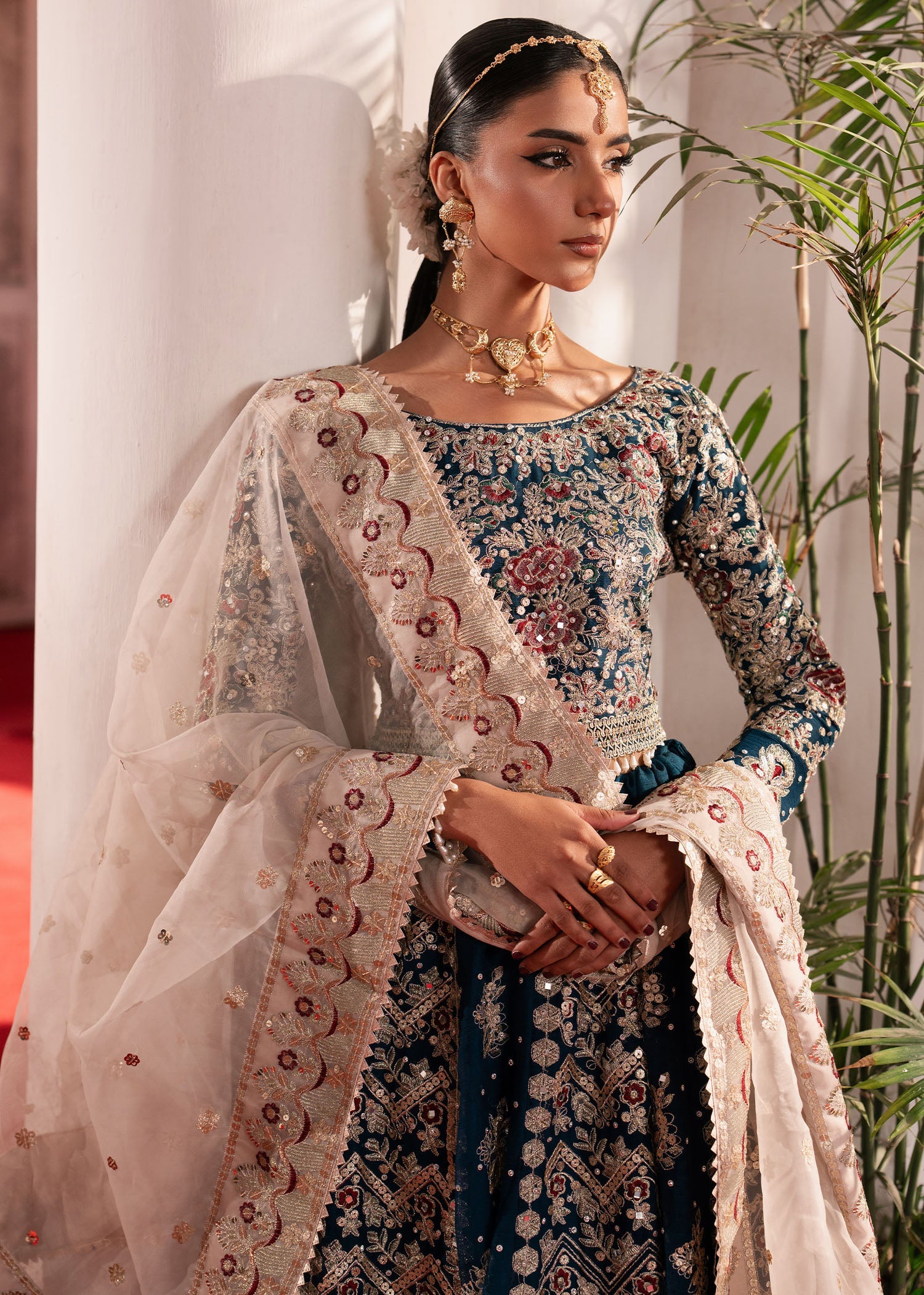 Ladies Embellished Sapphire Blue Shalwar Kameez Online in UK USA Canada
