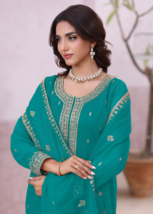 Ladies Embellished Sea Green Shalwar Kameez Online in UK USA Canada