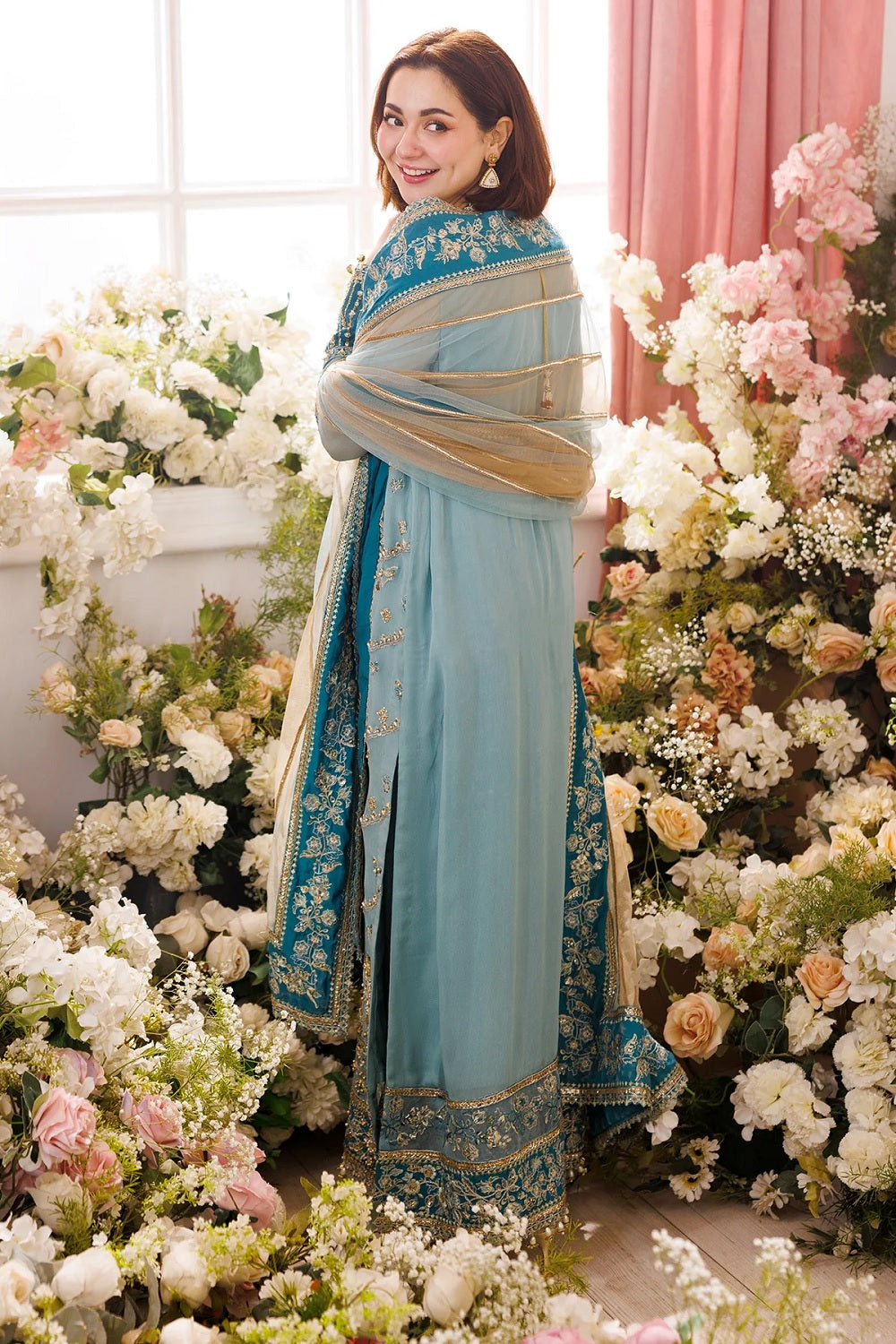 Ladies Embellished Sky Blue Shalwar Kameez Online in UK USA Canada