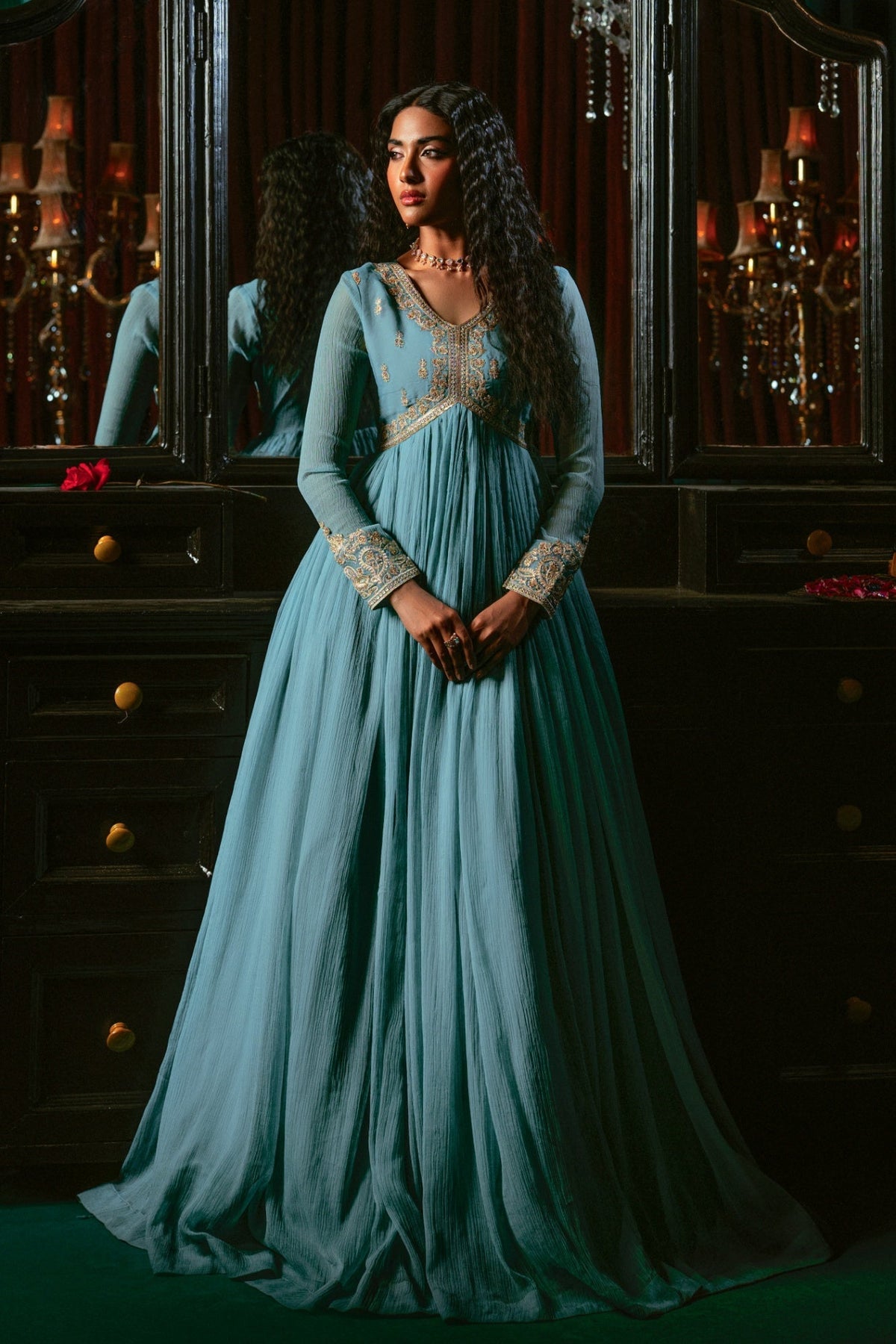 Ladies Embellished Sky Blue Shalwar Kameez Online in UK USA Canada