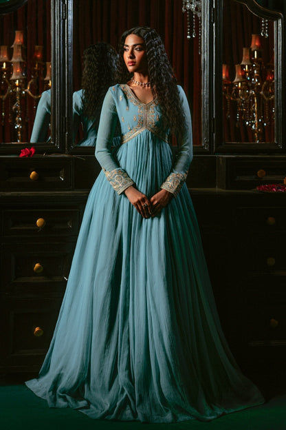 Ladies Embellished Sky Blue Shalwar Kameez Online in UK USA Canada