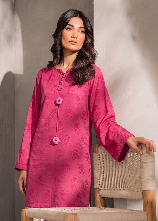 Ladies Embellished Vivid Pink Dhanak Kurta Set Online in UK USA Canada